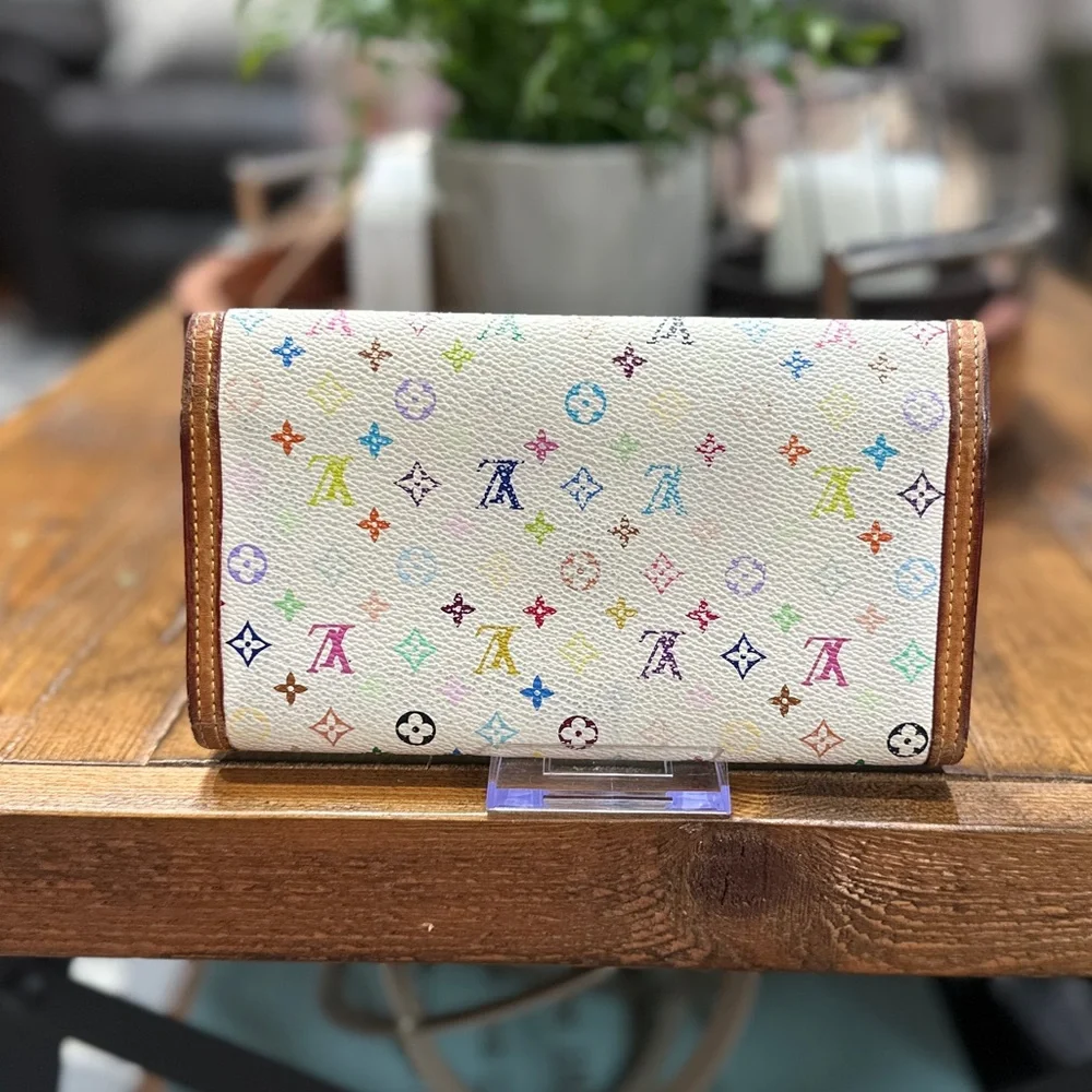 Louis Vuitton X Takashi Murakami White Multicolored Porte Tresor International
